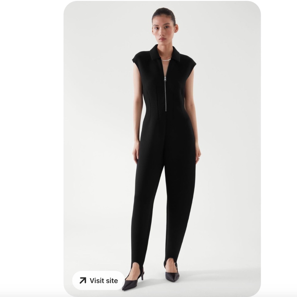 COS slim fit chic tailored black neoprene jumpsuit S